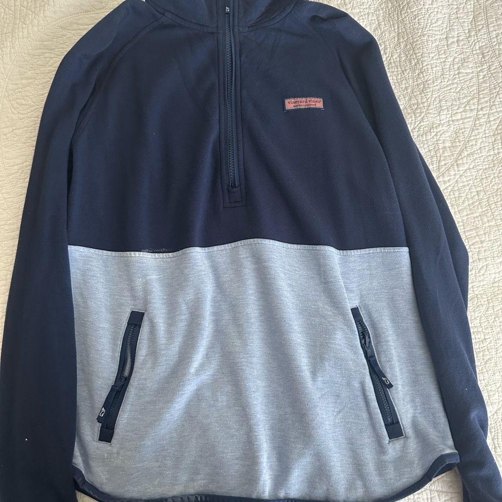 Vineyard Vines Blue and Gray Fleece Hoodie
